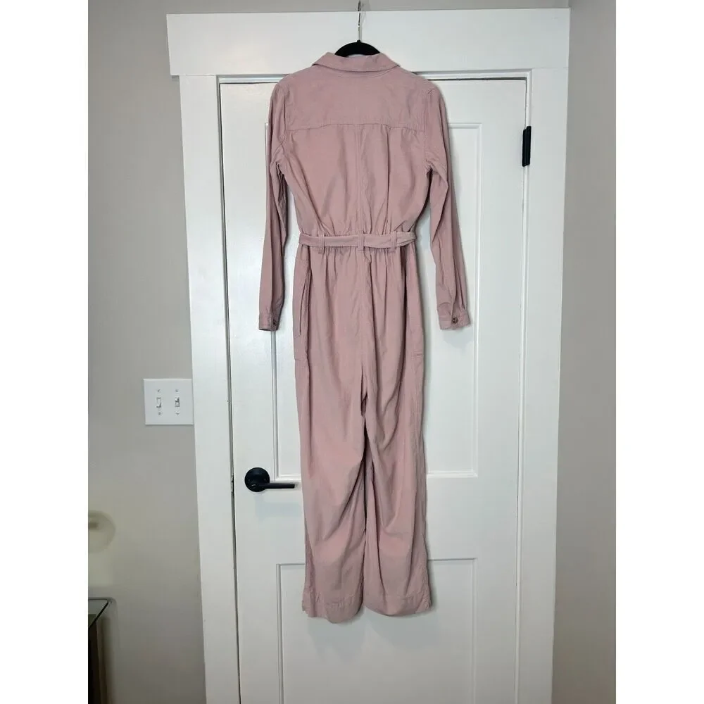 Madewell Pink Corduroy Belted Jumpsuit Size 0